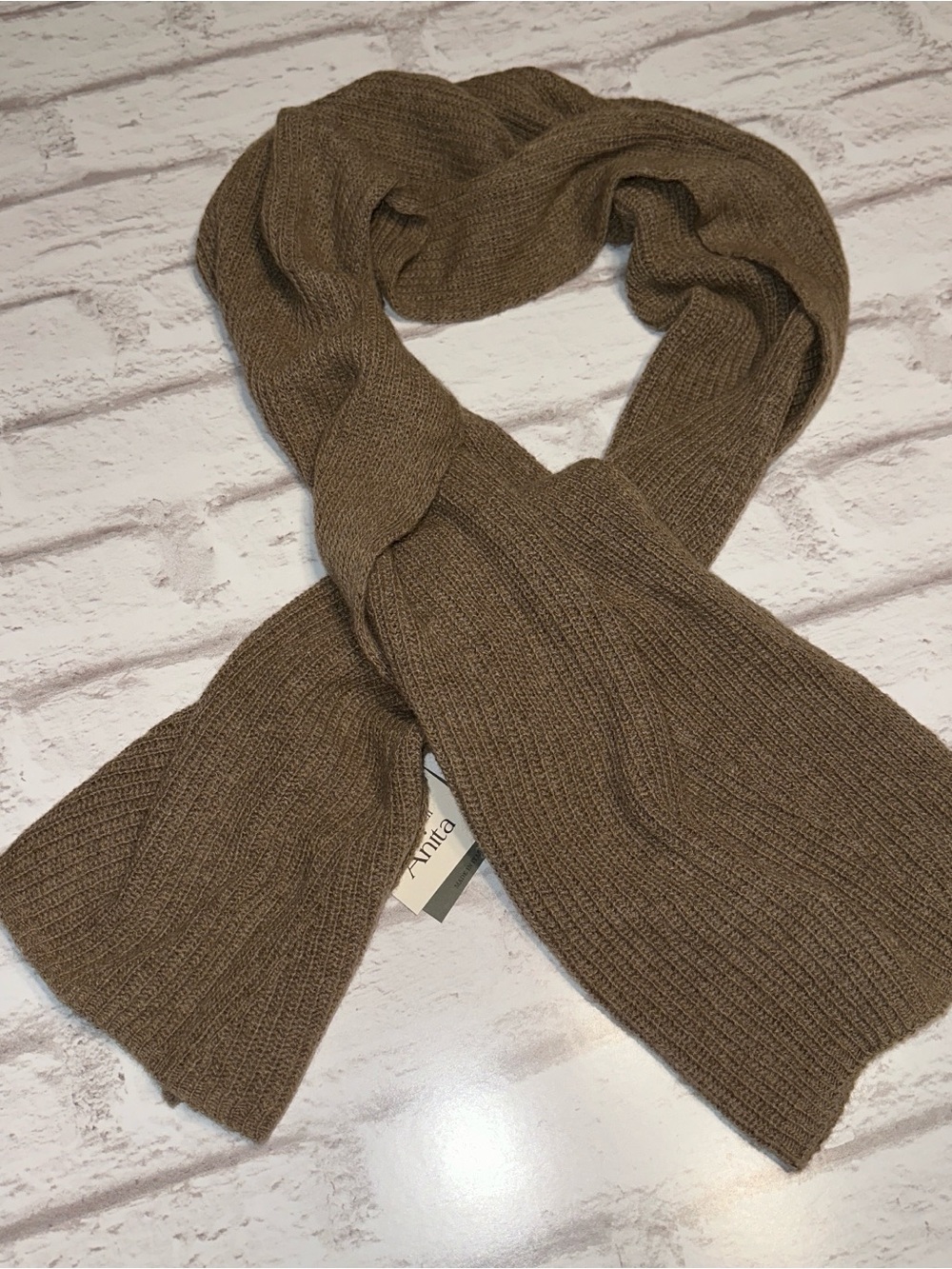 Womens Knit Scarf in Brown